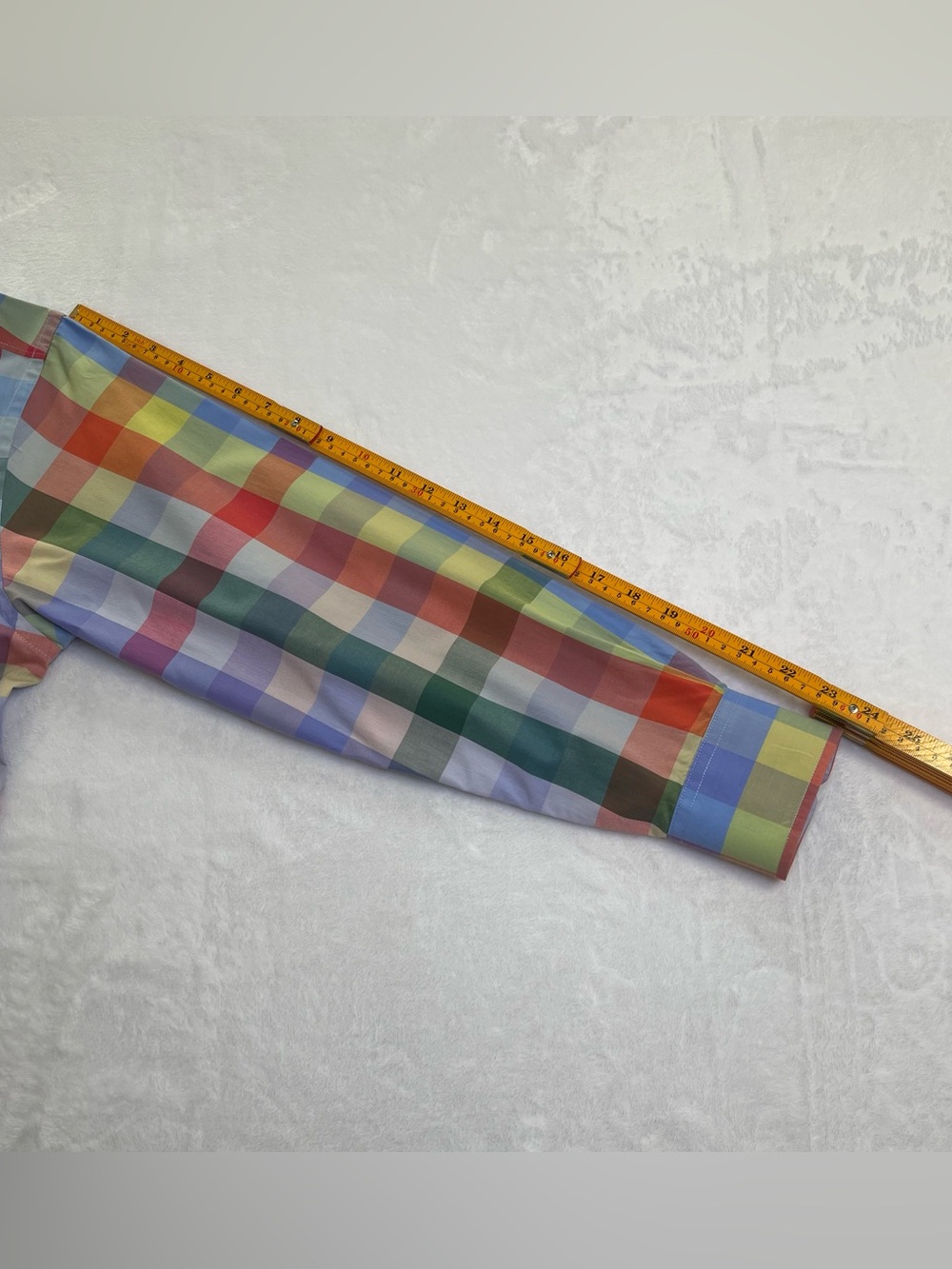 Alan Flusser Mens Medium Rainbow Plaid Long Sleeve Button Down Shirt 100% Cotton - Picture 9 of 9